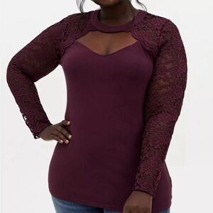 Torrid Purple Lace Sleeve Top